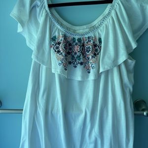 French Laundry off the shoulder blouse in white with decorative trim size 3X